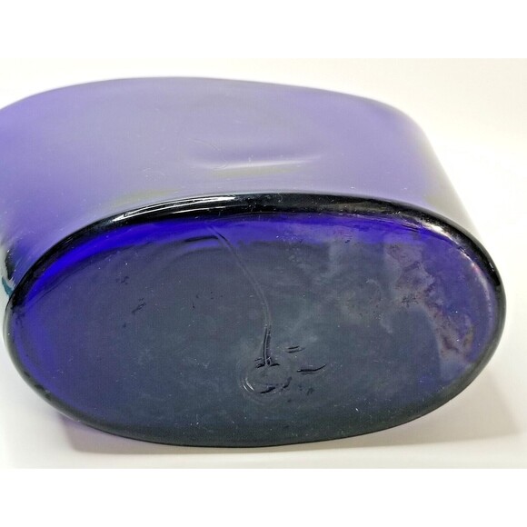 Vintage Hand Blown Art Glass Cobalt Blue Heavy Thick - Picture 8 of 9